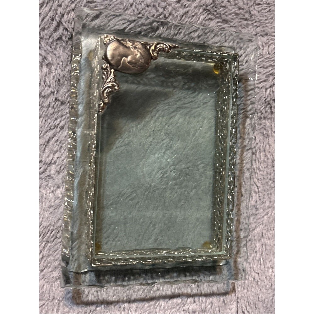 BADASH CRYSTAL Jewelry Trinket Box Ornate Silver Lady Metal Sides 5”x 3”